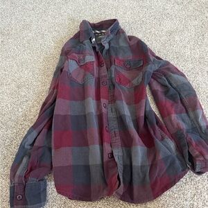 Vans Burgundy and Gray Plaid Shirt